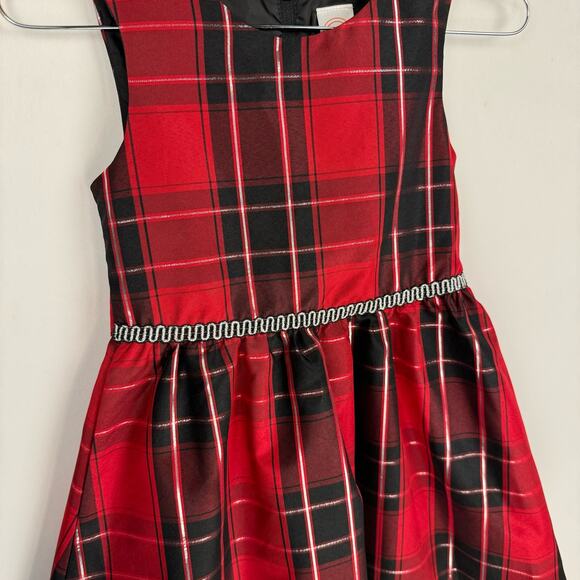 WONDER NATION | Red & Black Plaid High Low Sleeveless Holiday Dress | Kid's 7 - Picture 3 of 8